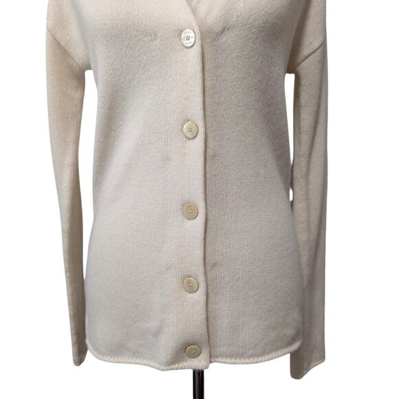 Theory Womens Size S Cream White 100% Cashmere 5 Button Front Cardigan Sweater - Picture 6 of 10